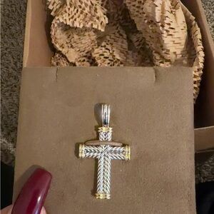 David Yurman Silver and Gold Cross Pendant